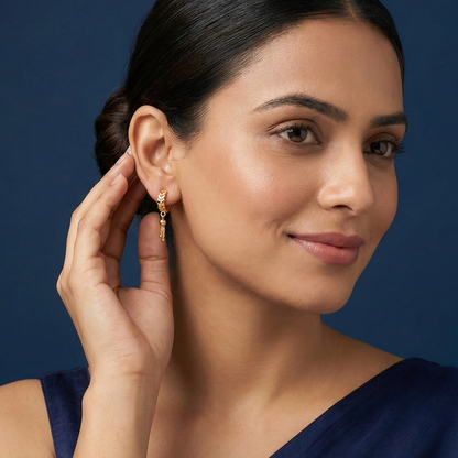 Woven Elegance Gold Plated Hoops