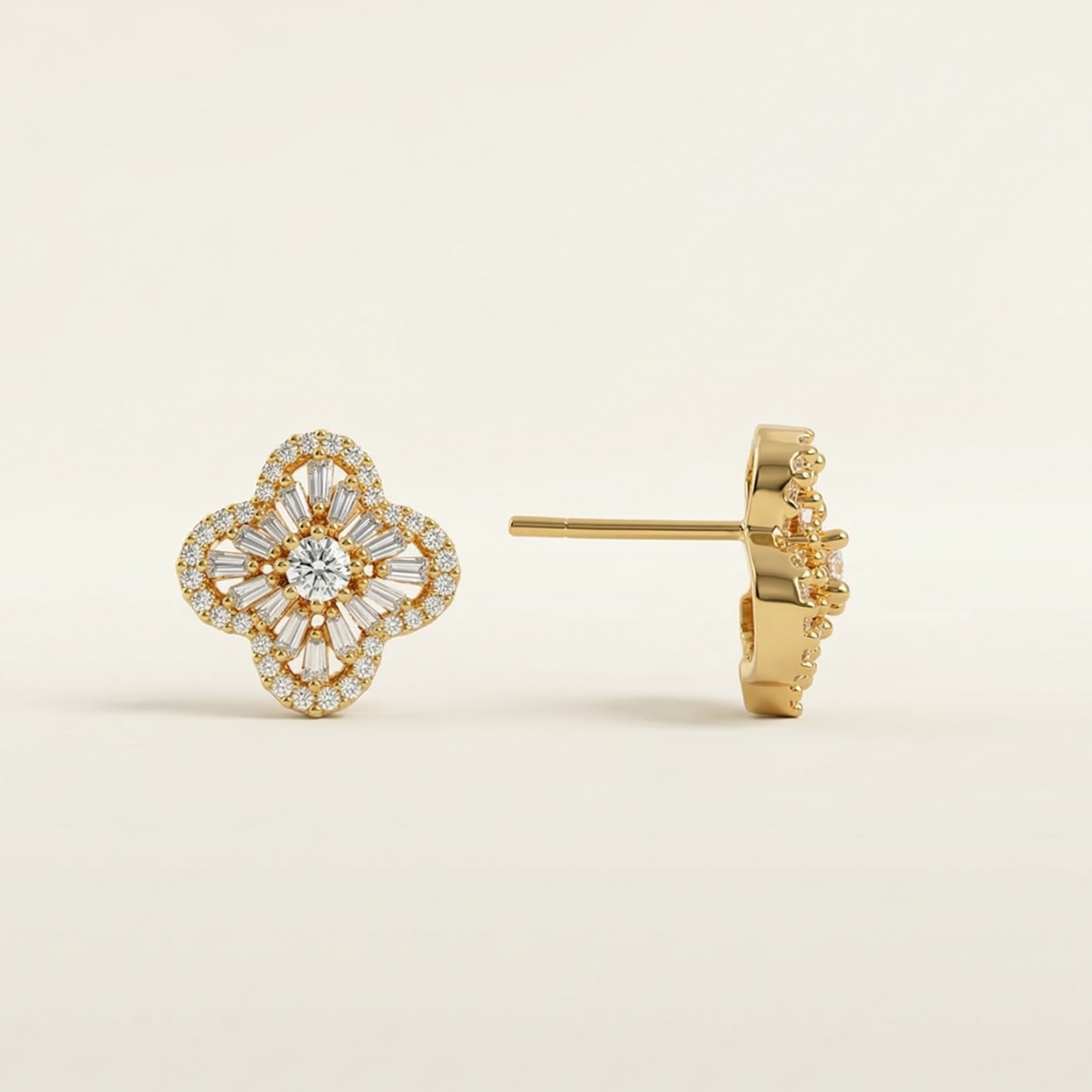 gilded clover gold plated studs