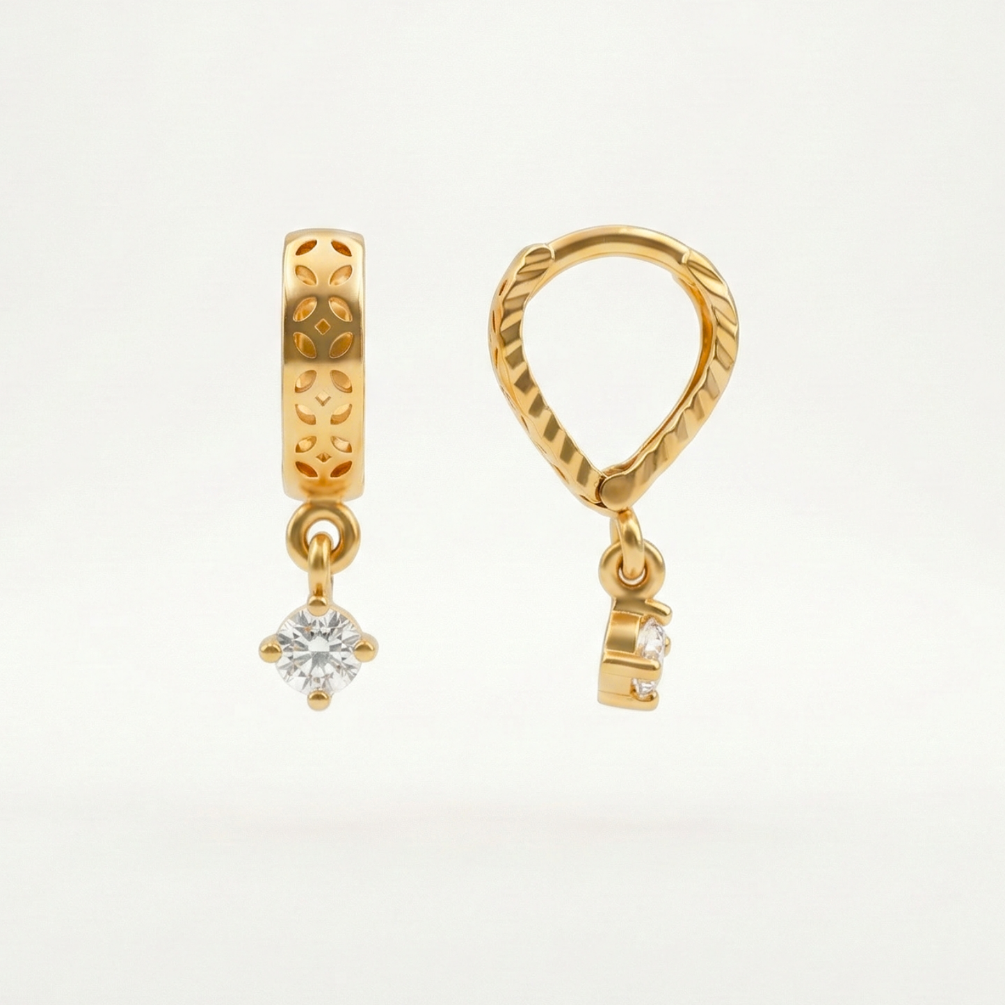 swirl gold plated dangle hoops