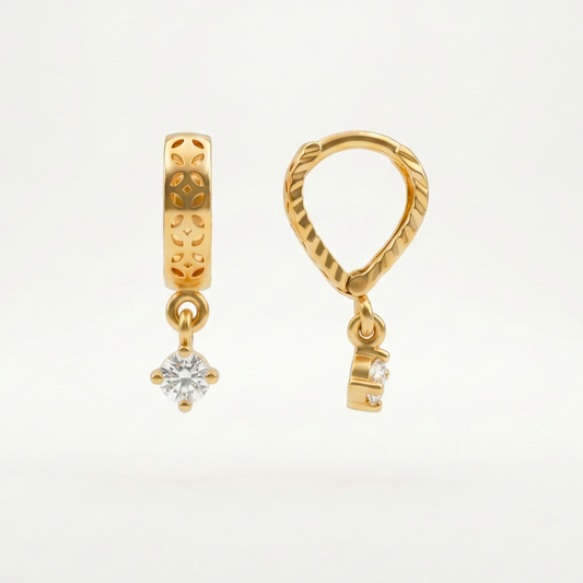 Swirl Gold Plated Dangle Hoops