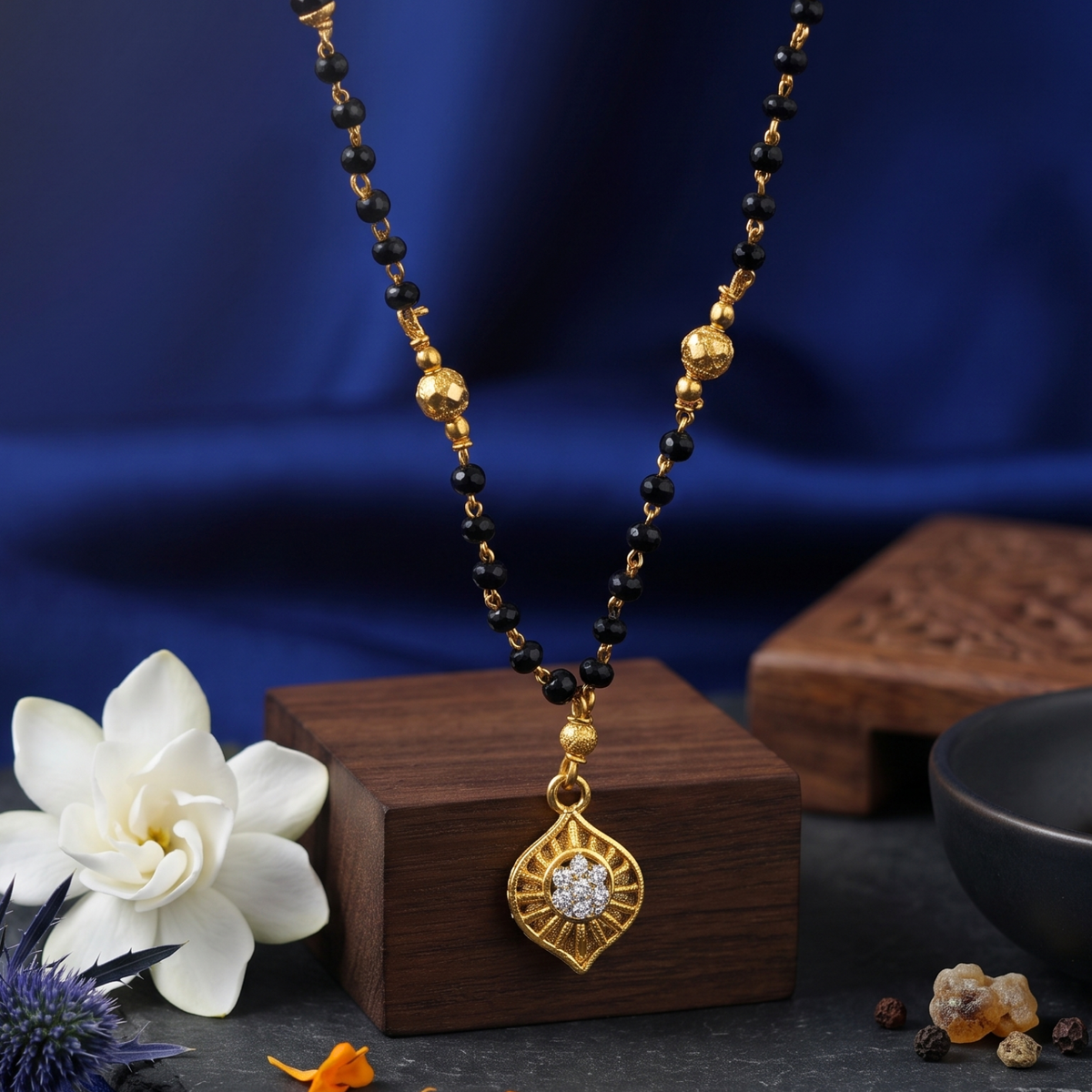 golden leaf 18k gold plated mangalsutra