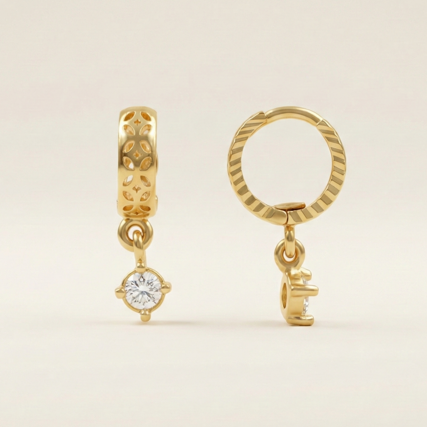 lotus lattice gold plated dangle hoops