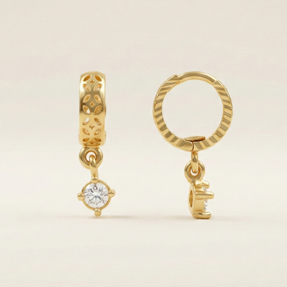 Lotus Lattice Gold Plated Dangle Hoops