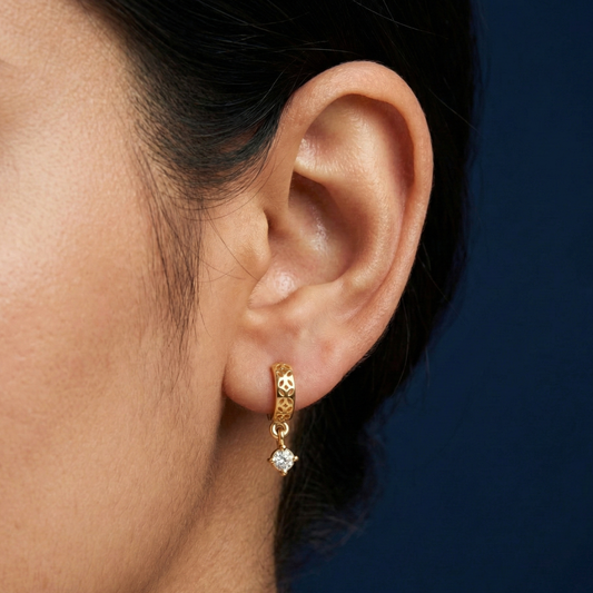 Lotus Lattice 18K Gold Plated Hoops