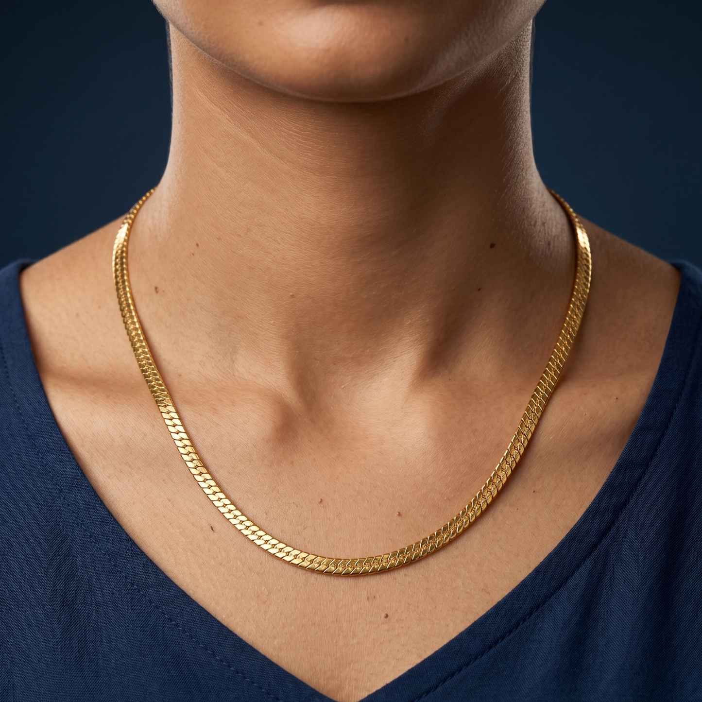 serpent shine 18k gold-plated flat chain