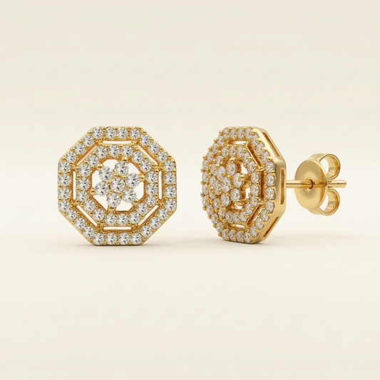 Eight Point Radiance Gold Plated Studs