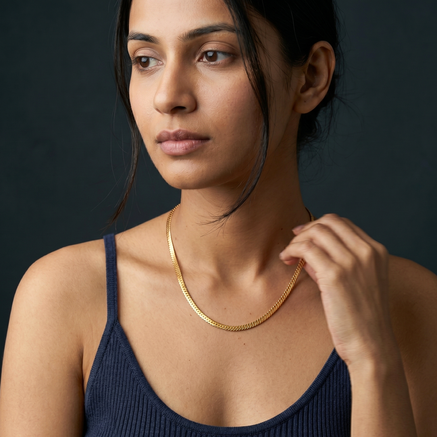 serpent shine 18k gold-plated flat chain