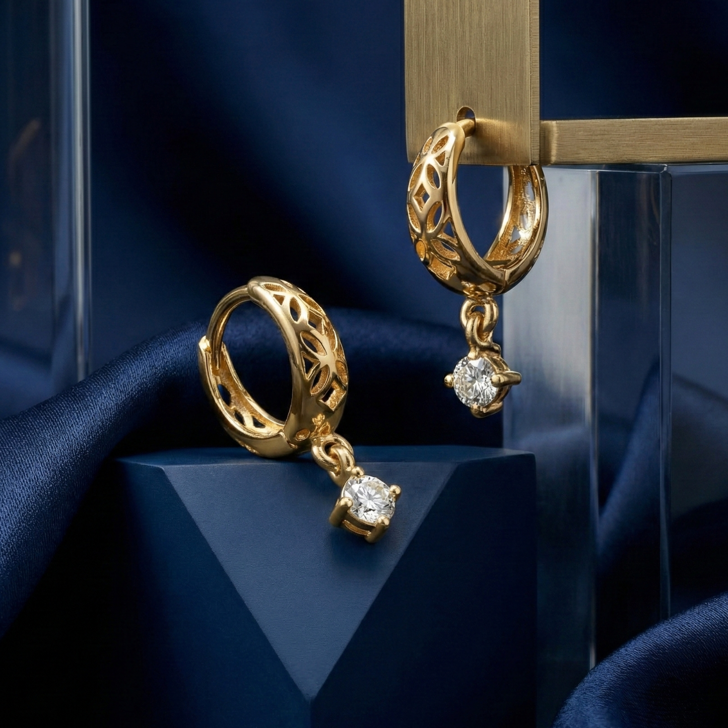 meadow weave gold plated hoops