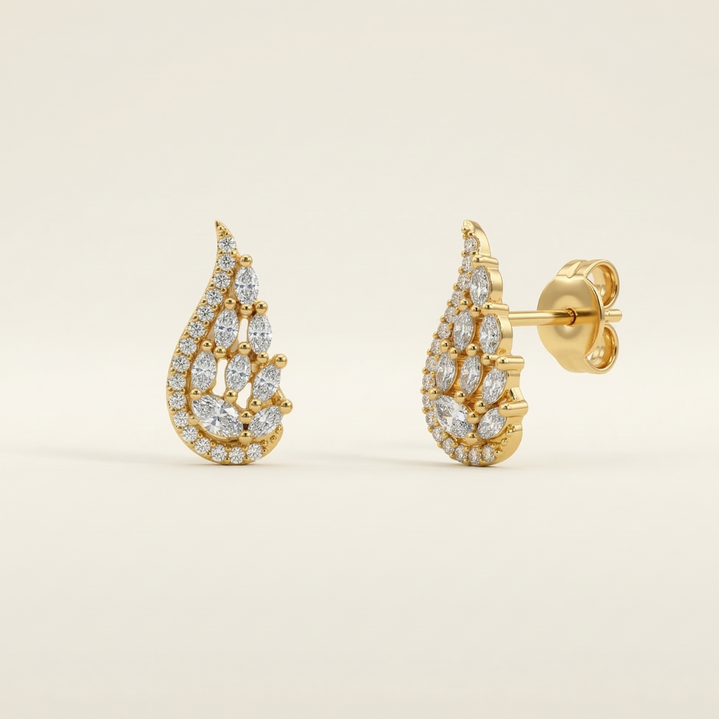 petal mosaic gold plated studs