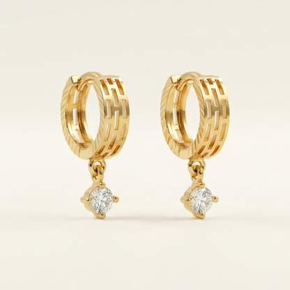 Geometric Sparkle Gold Plated Hoops