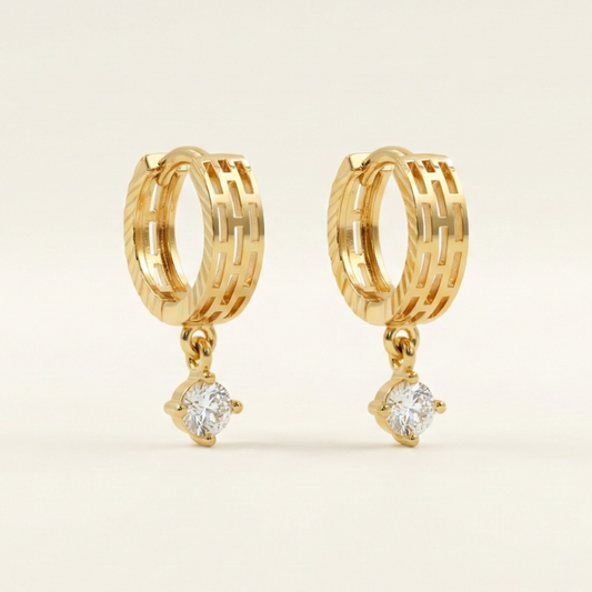 Geometric Sparkle Gold Plated Hoops
