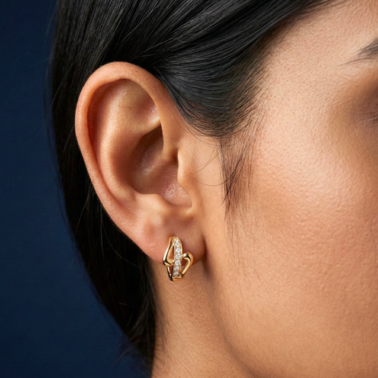 Modern Ribbon 18K Gold Plated Hoops