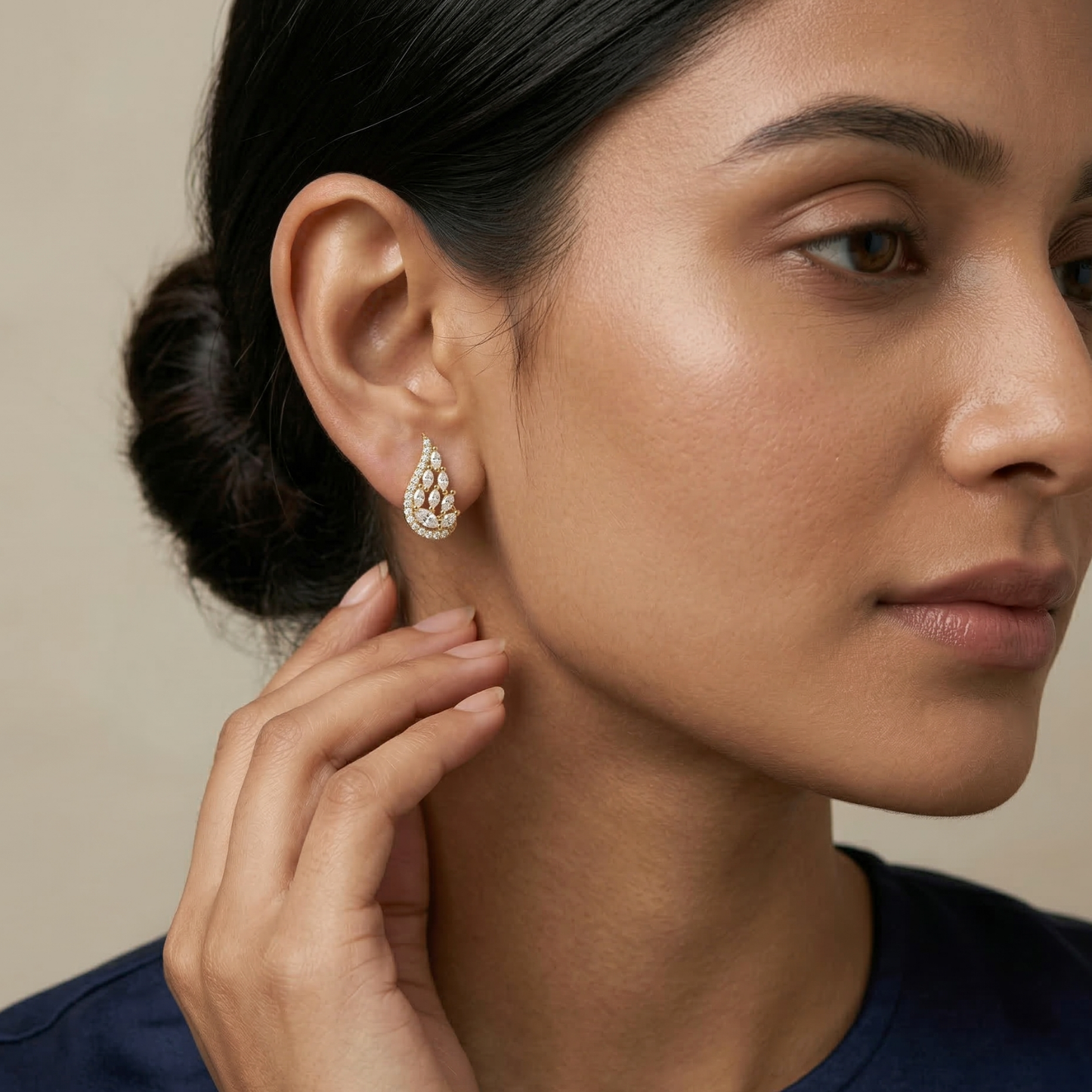 petal mosaic gold plated studs