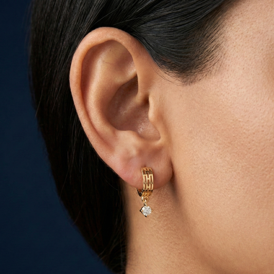 Geometric Sparkle 18K Gold Plated Hoops