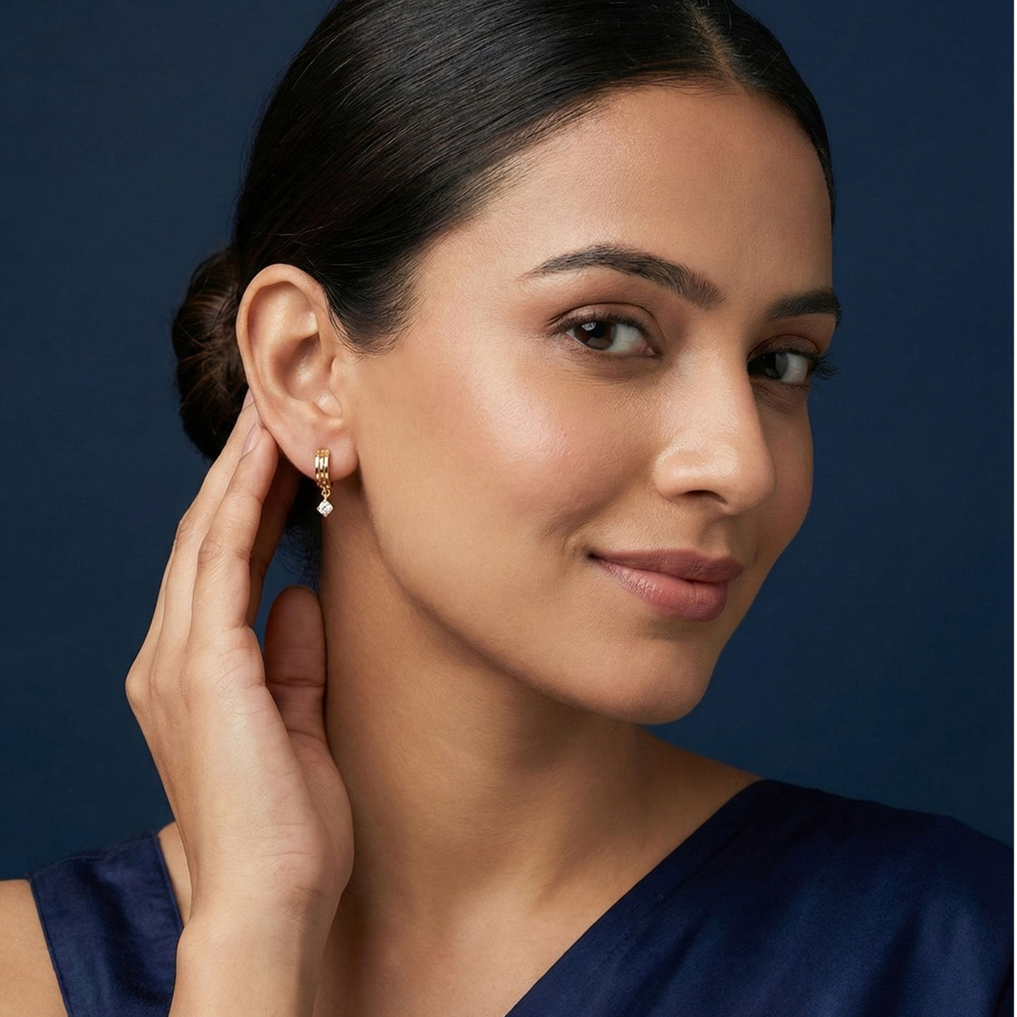 geometric sparkle gold plated hoops