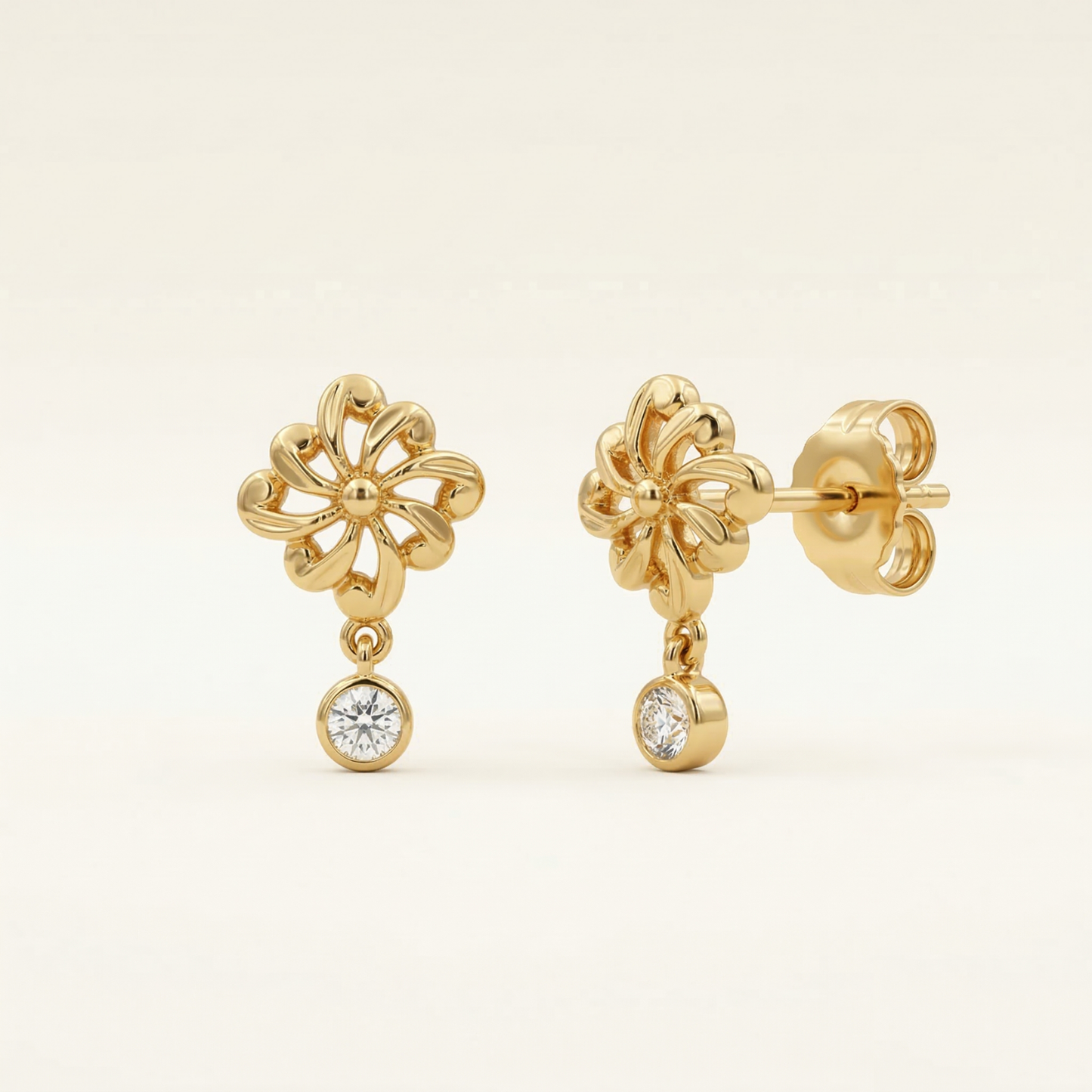 soniya floral 18k gold plated studs