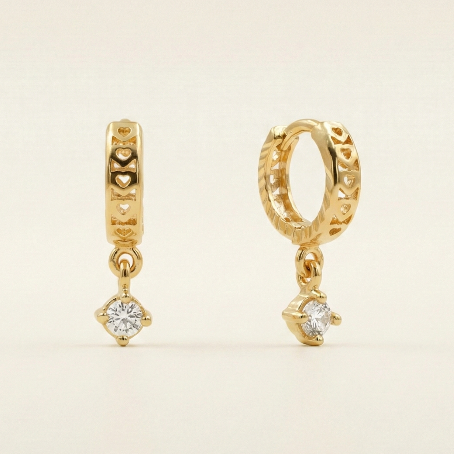 heartbeat gold plated dangle hoops