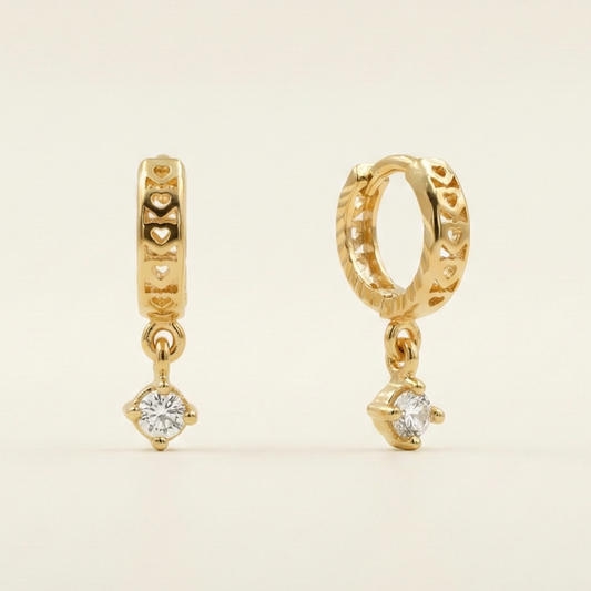 Heartbeat Gold Plated Dangle Hoops