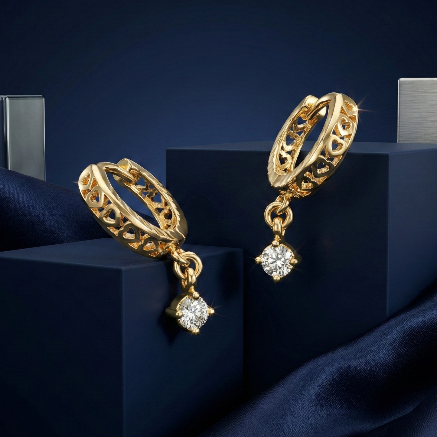 heartbeat gold plated dangle hoops