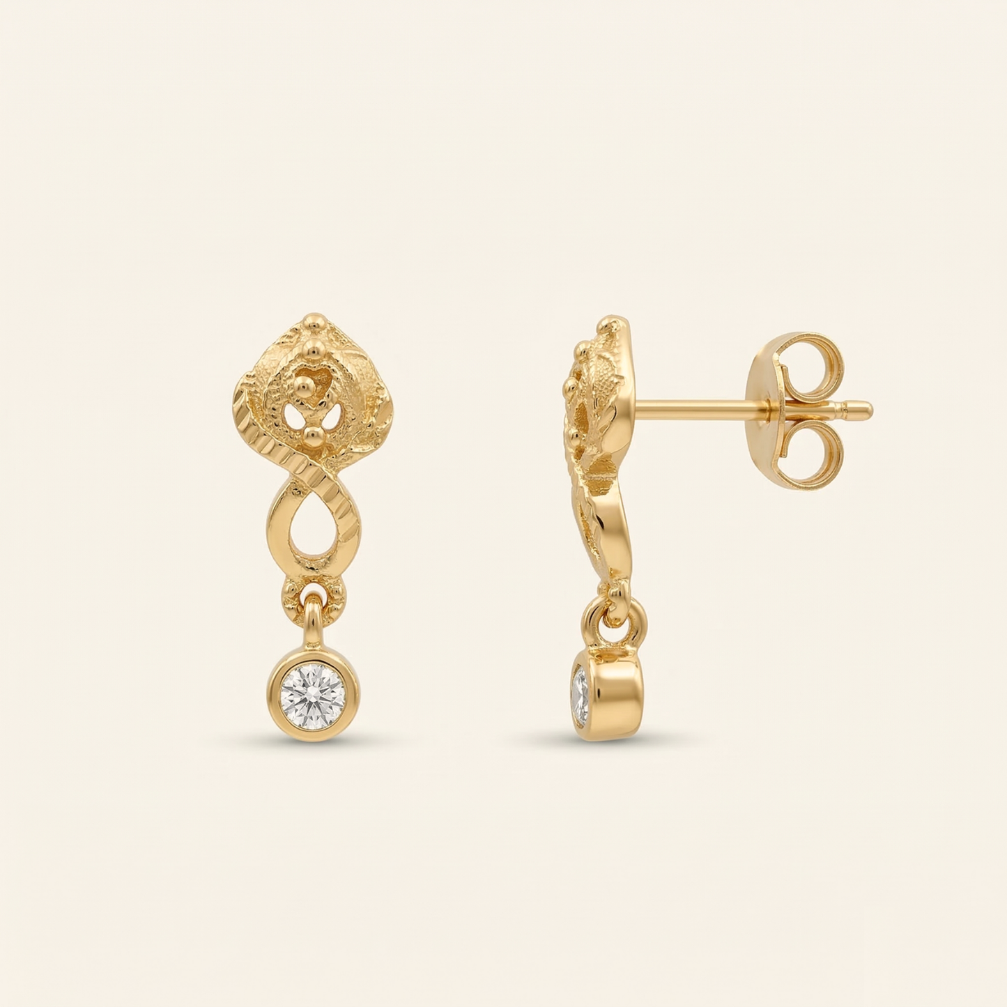 rose dewdrop stud earrings