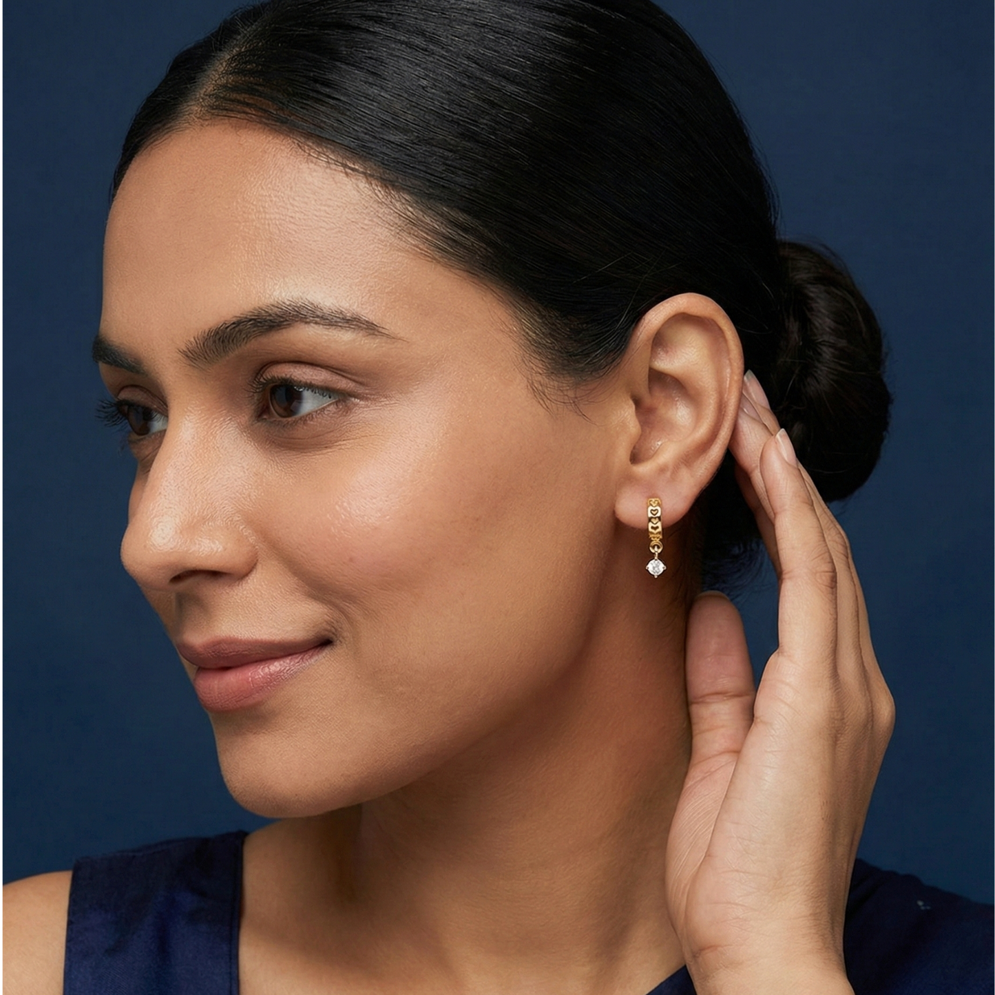 heartbeat gold plated dangle hoops