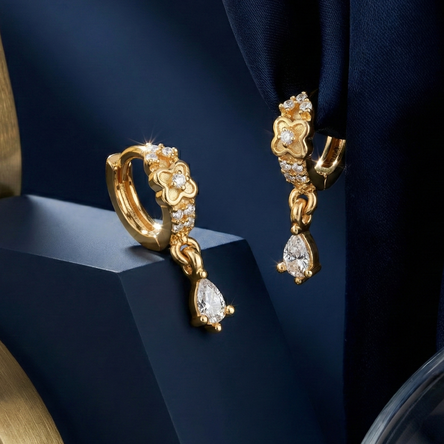 glimmer charm gold plated hoops