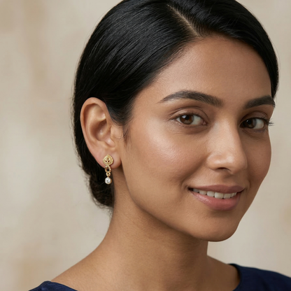 Rose Dewdrop Stud Earrings