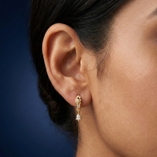 Glimmer Charm 18K Gold Plated Hoops