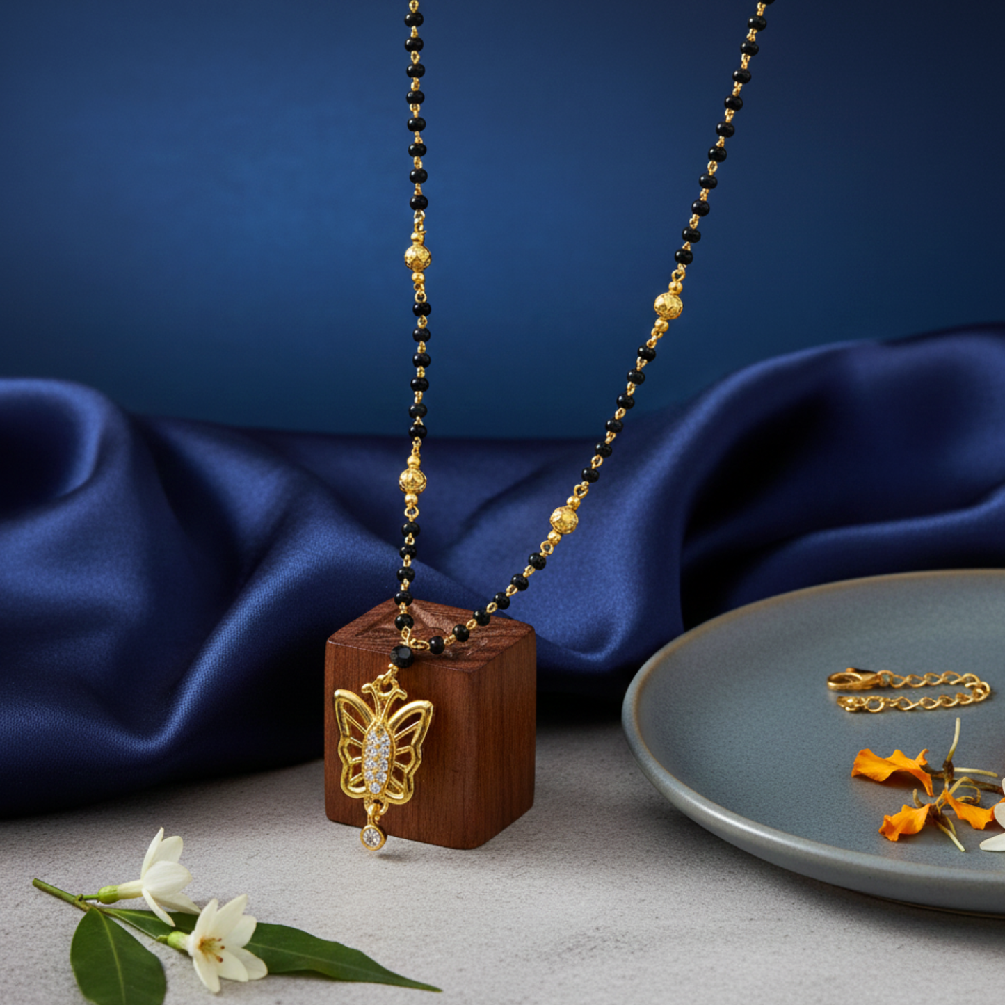 the golden butterfly 18 kt thick gold plated mangalsutra