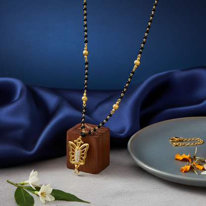 The Golden Butterfly 18 KT Thick Gold Plated Mangalsutra