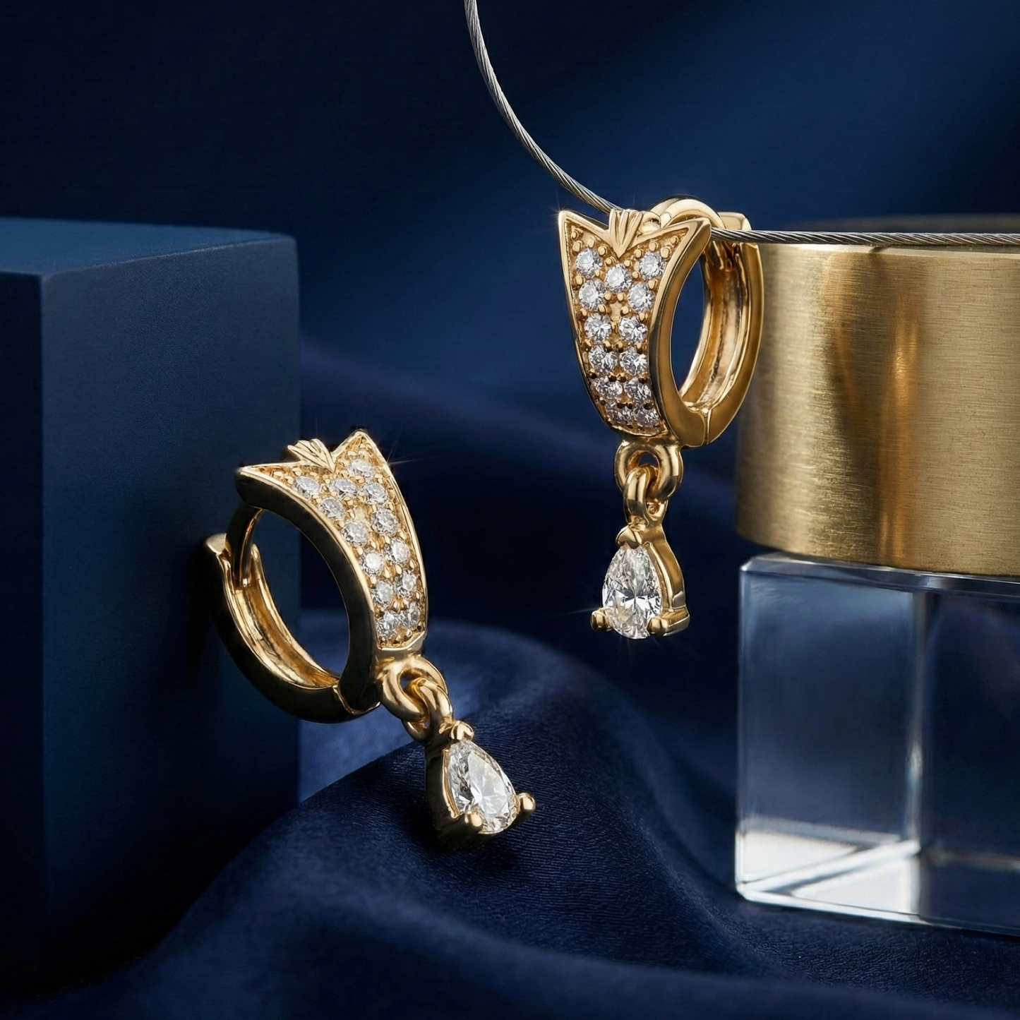 sleek bloom gold plated hoops