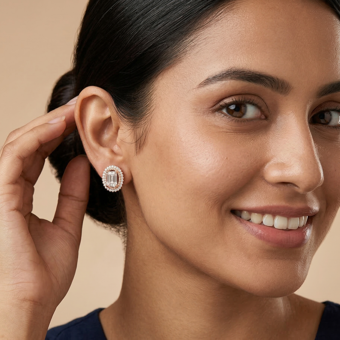 crownette rose gold plated studs