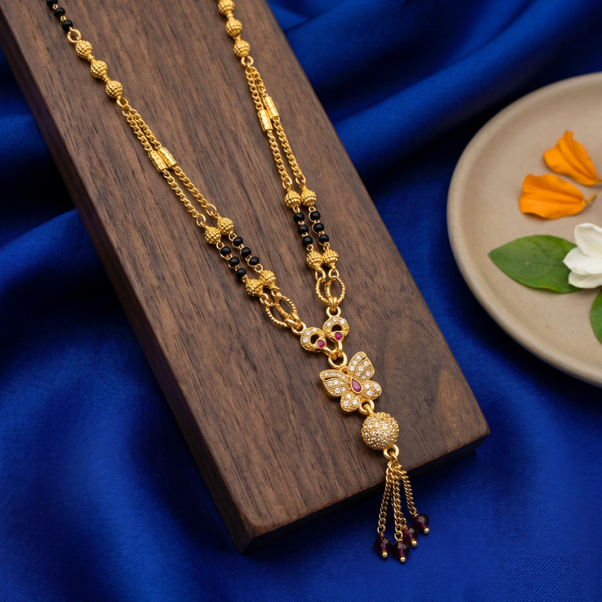 golden flutter 18k gold plated mangalsutra
