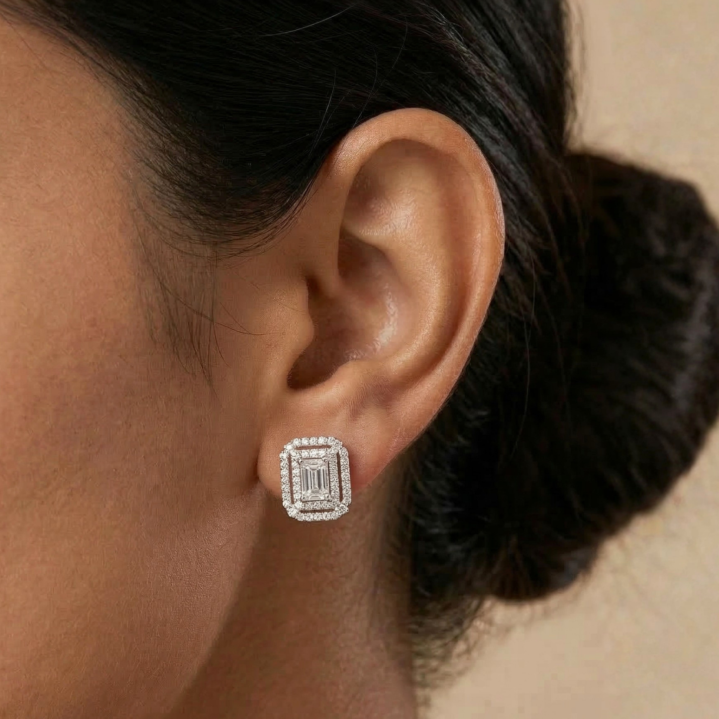 empress cut rose gold plated studs