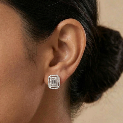 Empress Cut Rose Gold Plated Studs