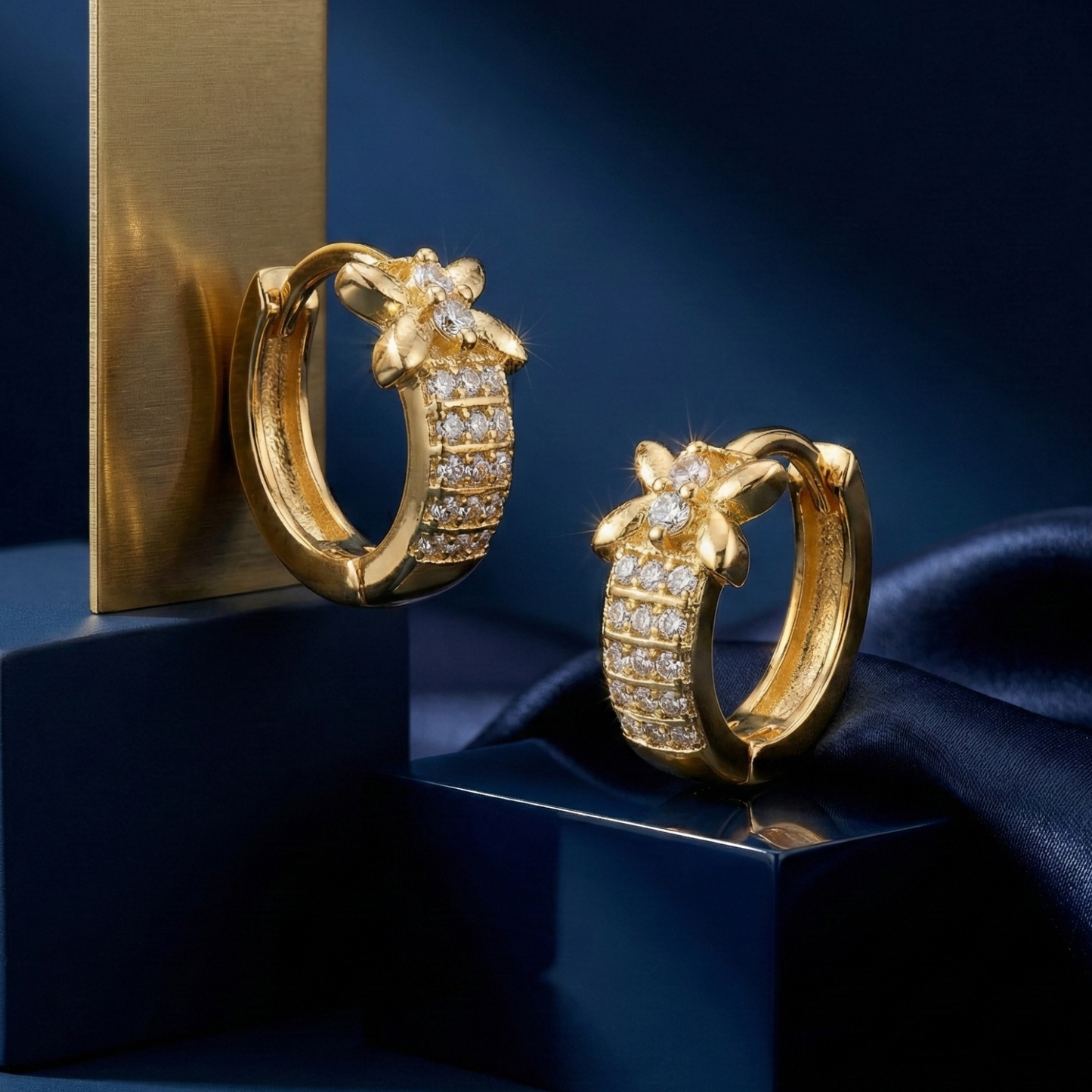 luxe bloom gold plated hoops