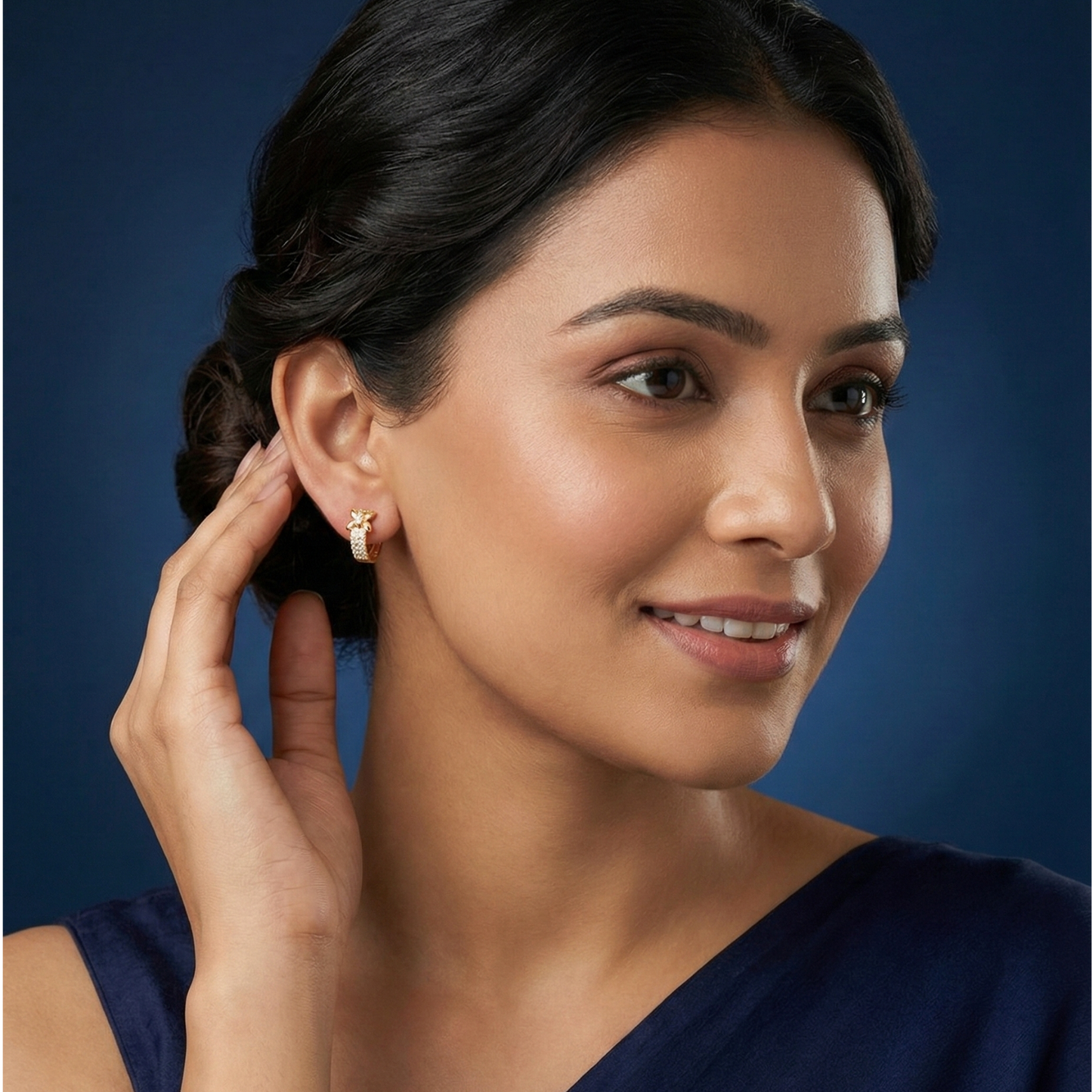 luxe bloom gold plated hoops