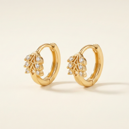 Gleaming Vine Gold Plated Hoops