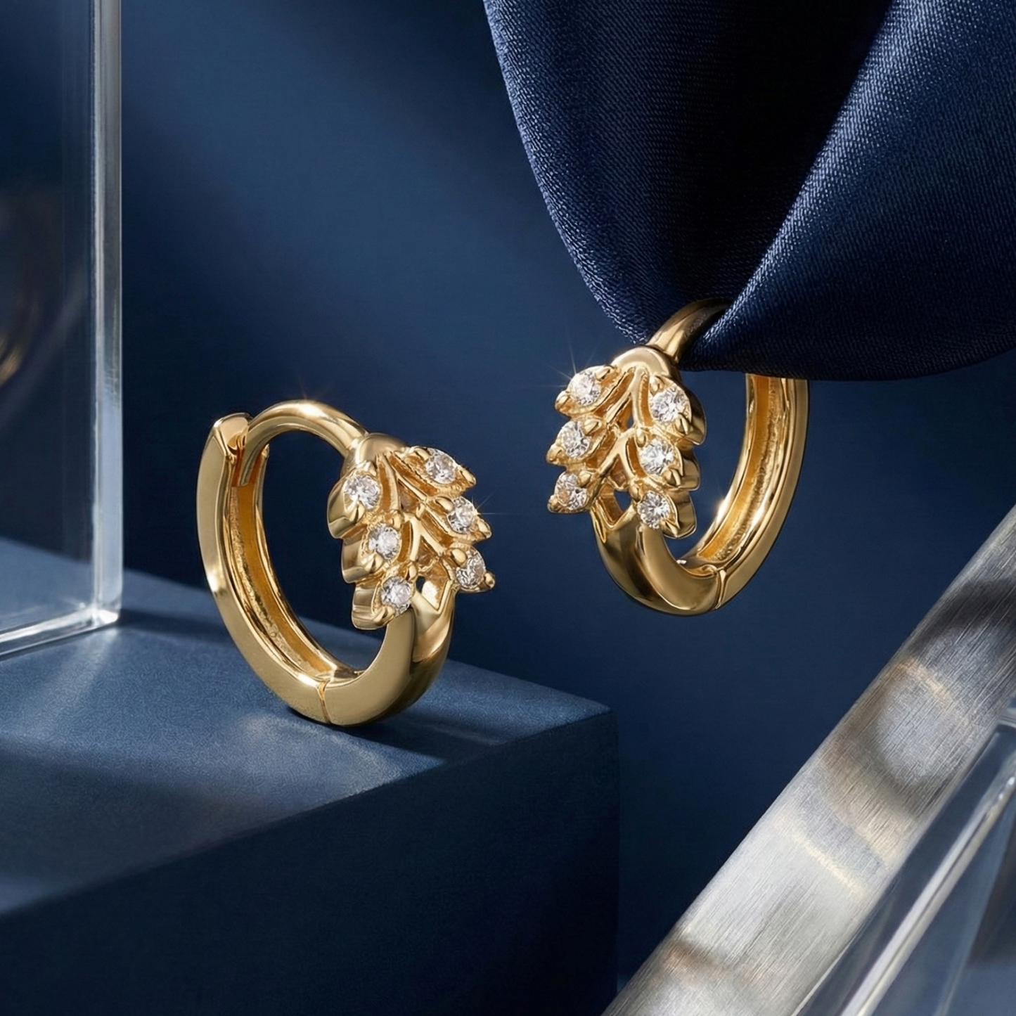 gleaming vine gold plated hoops