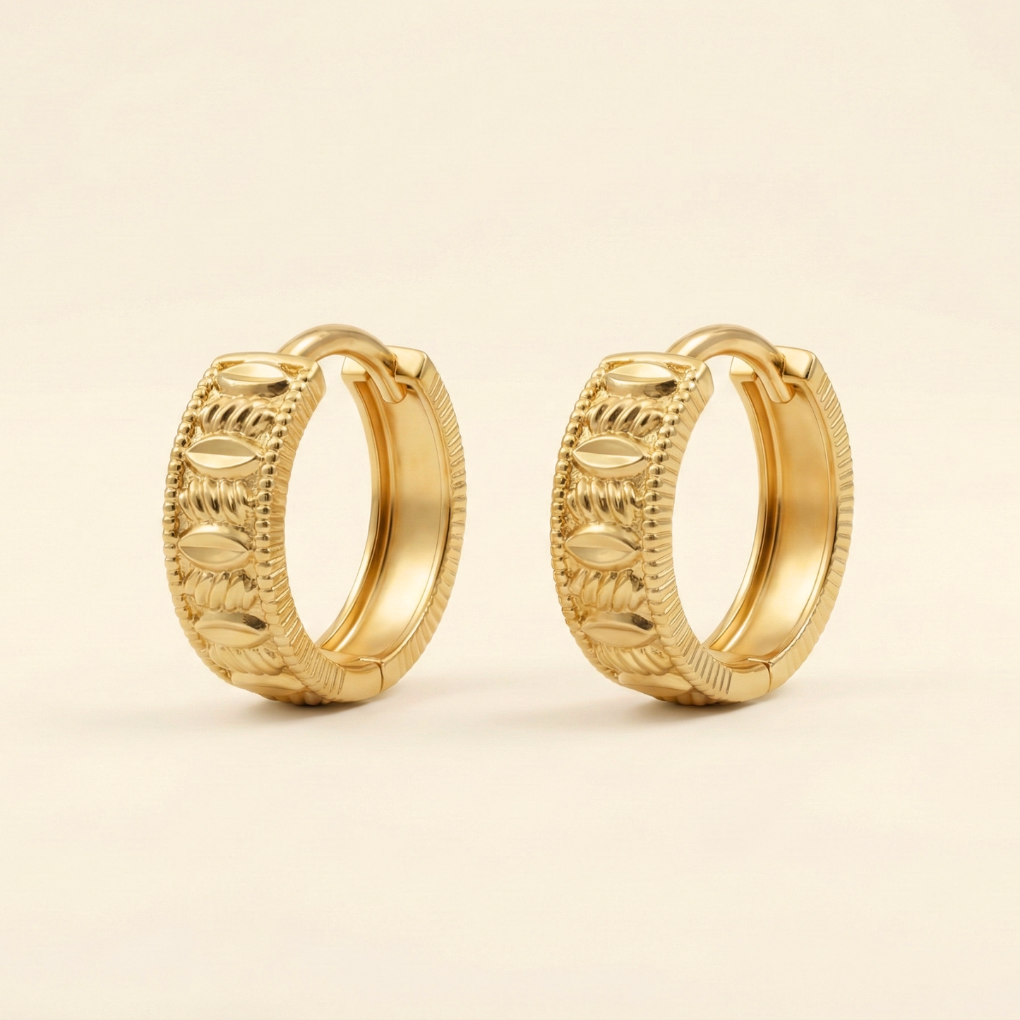 oval link gold plated huggie hoops