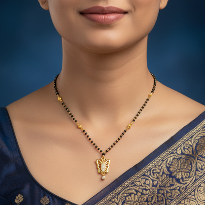 The Golden Butterfly 18 KT Thick Gold Plated Mangalsutra