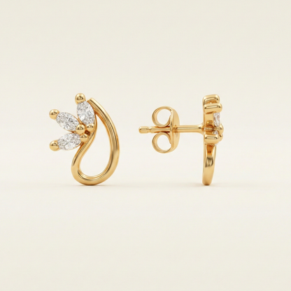 Crescent Petal Gold Plated Studs
