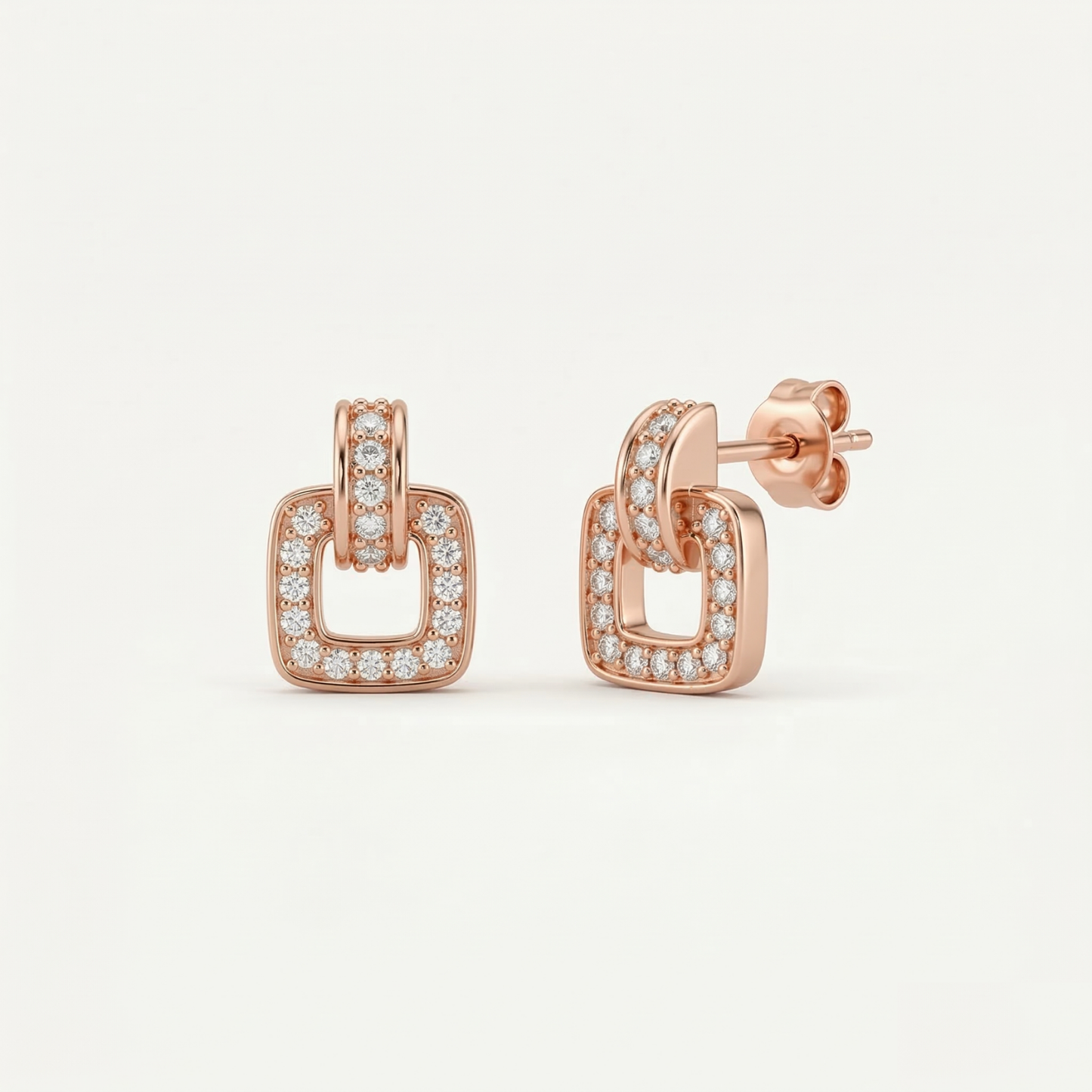 crystal gleam rose gold plated studs