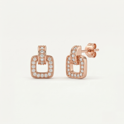 Crystal Gleam Rose Gold Plated Studs