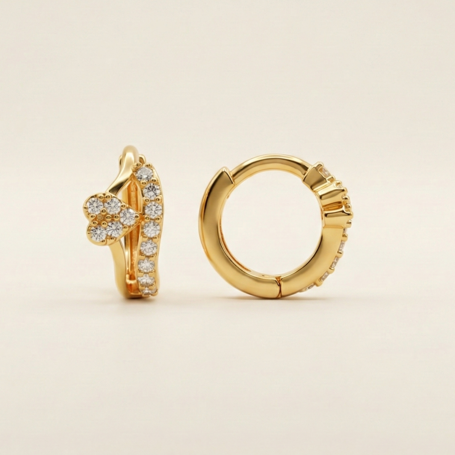 dainty crown studded hoops