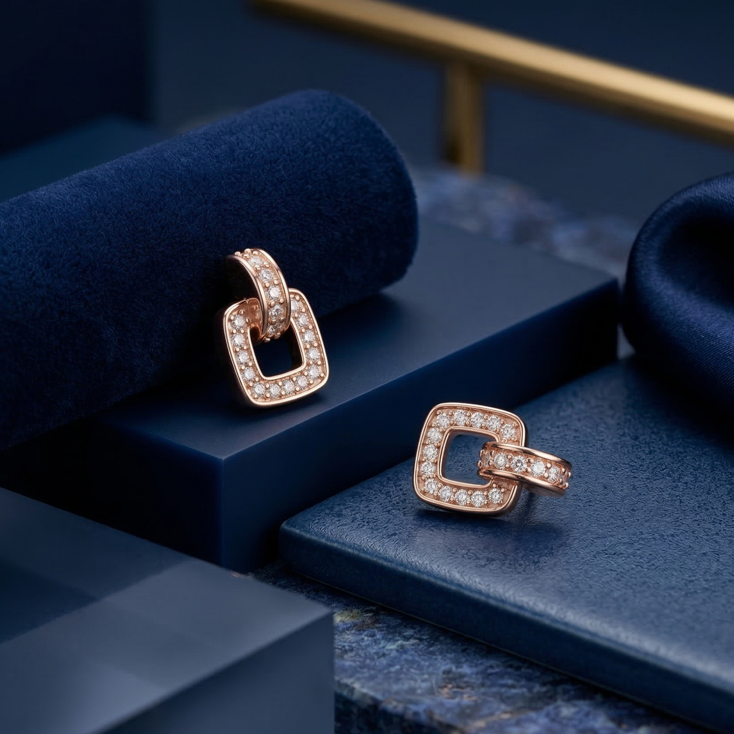 crystal gleam rose gold plated studs