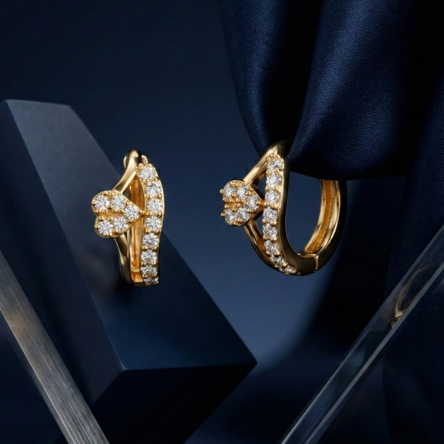 dainty crown studded hoops