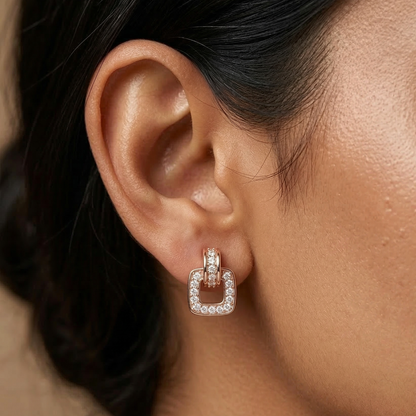 Crystal Gleam Rose Gold Plated Studs