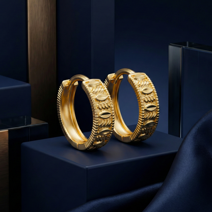 Oval Link Gold Plated Huggie Hoops