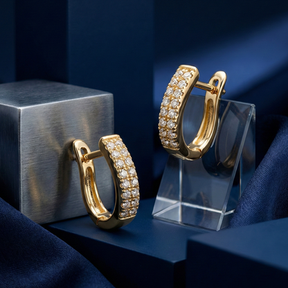 Glint Curve Gold Plated Hoops